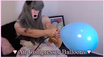 Femboy Katie Sitting on Her Compressor Filled Balloons