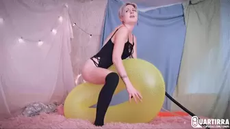 Q708 Stasia pumps and rides two inflatables rings to pop - 1080p