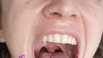 Swallowing long tongue, uvula, and heavy breathing