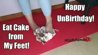 Happy Unbirthday - Trampling Cake Barefoot - Clean My Feet with your Tongue - Foot Fetish - SD MP4