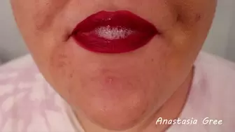 Wet mouth play Red lips - no talking
