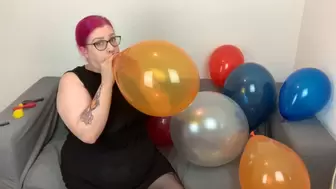 Blowing and pumping up balloons in different sizes