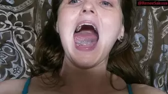 Mouth fetish, lips licking, mouth opening, deep inside her mouth shining and looking, tongue swirling, part 2 of 2