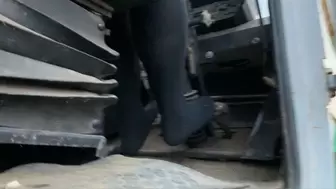 Pumping Pantyhose Pedals in a Big Tractor
