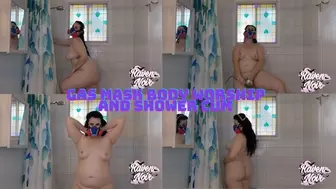 Gas Mask Body Worship and Shower Cum