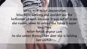 latina milf toilet desperation lolas been working and couldnt use the bathroom at work because it was out of order she rushes home to unload she takes 3 super long Pees toilet fetish voyeur cam As she comes through her door she is holding her crotch mkv