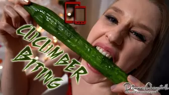 Close-up Biting Cucumber destruction ( Mobile&Tablet version )