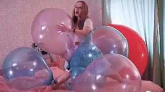 Q713 Mariette rides and pops a bunch of big necky balloons - 1080p