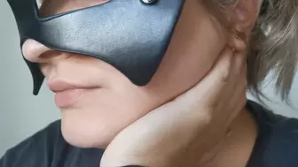 Earring fetish clip with sexy black mask