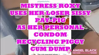 sissy buys used condoms from Mistress Roxy to empty in her virgin loser mouth (1080HD)