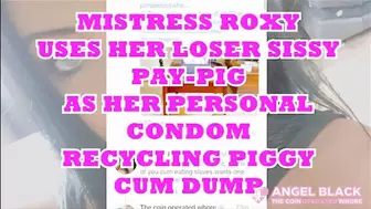 sissy buys used condoms from Mistress Roxy to empty in her virgin loser mouth (480SD)