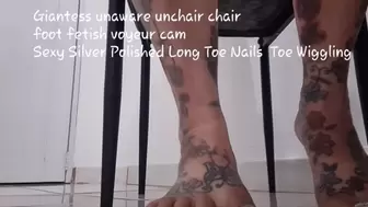 Giantess unaware unchair chair foot fetish voyeur cam Sexy Silver Polished Long Toe Nails Toe Wiggling