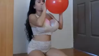BIG Red Blow To Pop With Balloon Boobs