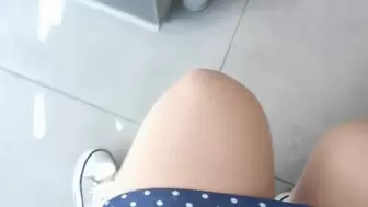 New freshly pussy scented panties in toilet while break
