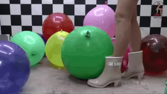 Balloons under sweet heeled Rain Boots