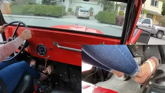 PiP Jeep Driving in Leather Flip Flops