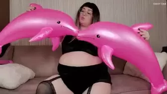 Pink Inflatable Dolphin Masturbation & Pop *HD