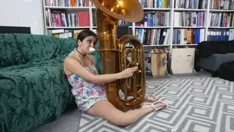 Raquel Tries to Coax a Sound Out of the Tuba (MP4 1080p)