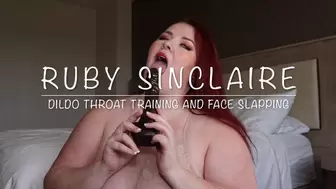 Assisted Dildo Throat Training with Face Slapping