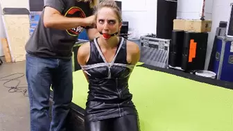 Dominatrix in leather gets tied and ballgagged after a misunderstanding! (Starring Raven Jones)