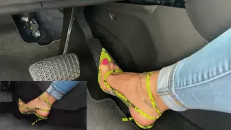 PiP Revving in the Buick in Transparent Heels