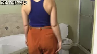 Red: Diarrhea on Toilet - Pullup and Brown Pants