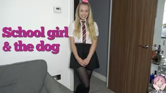 School girl and the doggy