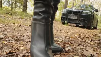 Revving BMW in Leather Guess Boots WMV