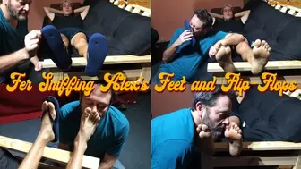 Fer Sniffing Alex's Feet and Flip-Flops