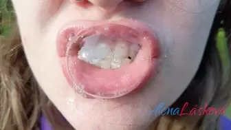 Angry teeth, spit, and bubbles