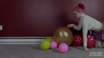 Slutty Schoolgirl Grinds And Heel Pops Balloons Because She's Horny