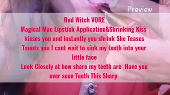 Red Witch VORE Magical Mac Lipstick Application&Shrinking Kiss kisses you and instantly you shrink She Teases Taunts you I cant wait to sink my teeth into your little face Look Closely at how sharo my teeth are Have you ever seen Teeth This Sharp