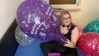 Blowing and pumping up birthday balloons