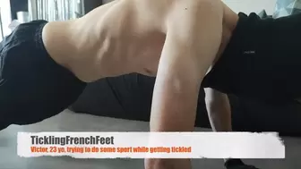Victor's return : 23 yo guy, trying to do some sport while getting tickled (full HD)