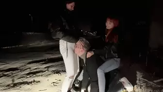 Bratty Girls Roughly Public Dominate An Enslaved Guy Outdoor Night (MP4 HD 1080p)
