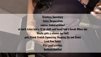 Giantess Sexy Bbw Secretary Toilet Desperation causes Embarassment at work Lolas had a 12 hr shift and hasnt had a break When she finally gets a chance her belt gets Stuck Crotch Squuezing Hopping Up and Down Loud Pee Toilet Piss peed panties Sniffed&Sme
