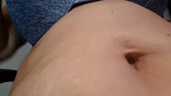 Big belly milf giantess unaware in a bra, big bloated belly show