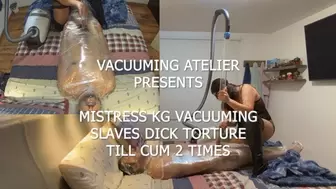 REQUEST: MISTRESS KG VACUUMING SLAVE TILL CUM 2 TIMES IN A ROW (mix of 2 cams view)