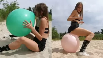 Natasha destroys balloons