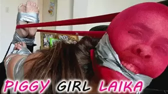 Ari, Mary & Laika in: Duct Tape Tied And Turned Piggy Girl By An Effective Pair Of Team-Working Gals! (mp4)