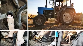 Hard revving pedal pumping in russian Belarus tractor
