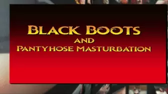Masturbation wearing Black Boots and Pantyhose
