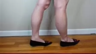 Muscular Calves in Black Pointy Flats WMV 1080