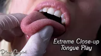 Dentist tongue play in xtreme closeup