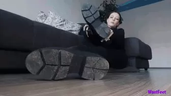 Black Leather Boots Fetish HD