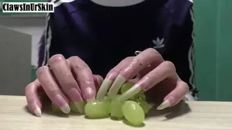 Crush grapes with nails