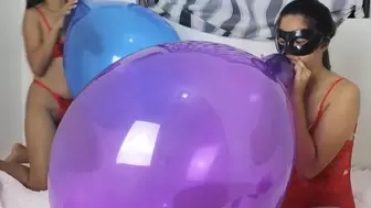 Camylle and Kate Blow To Pop Your Giant Balloons