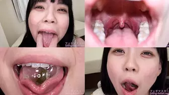 Shizuku Hanai - Showing inside cute girl's mouth, chewing gummy candys, sucking fingers, licking and sucking human doll, and chewing dried sardines mout-109