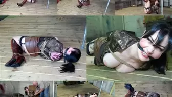 Busty wench left helplessly rolling around on the floor in a strict reverse prayer hogtie (MP4 SD 3500kbps)