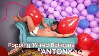 Popping 16" Red Balloons By Antony - 4K